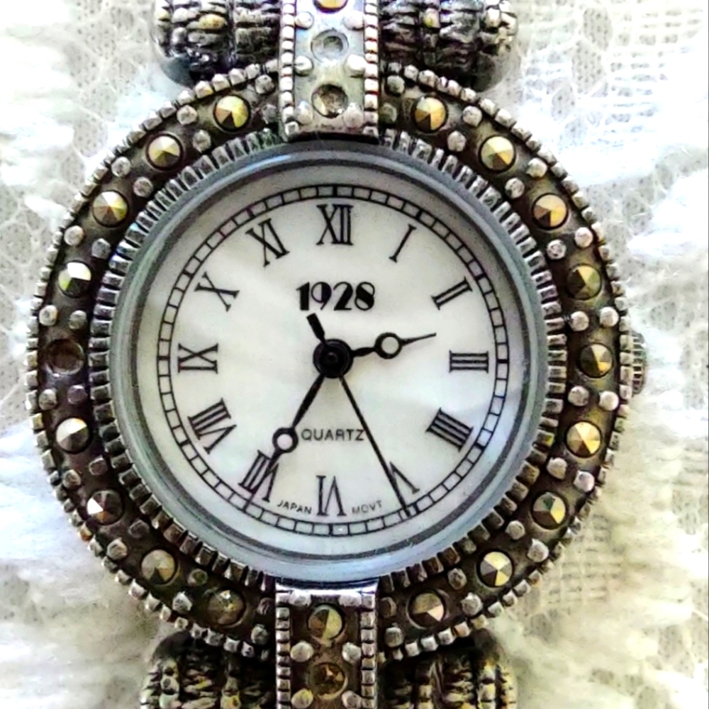 Vintage '1928' marcasite watch